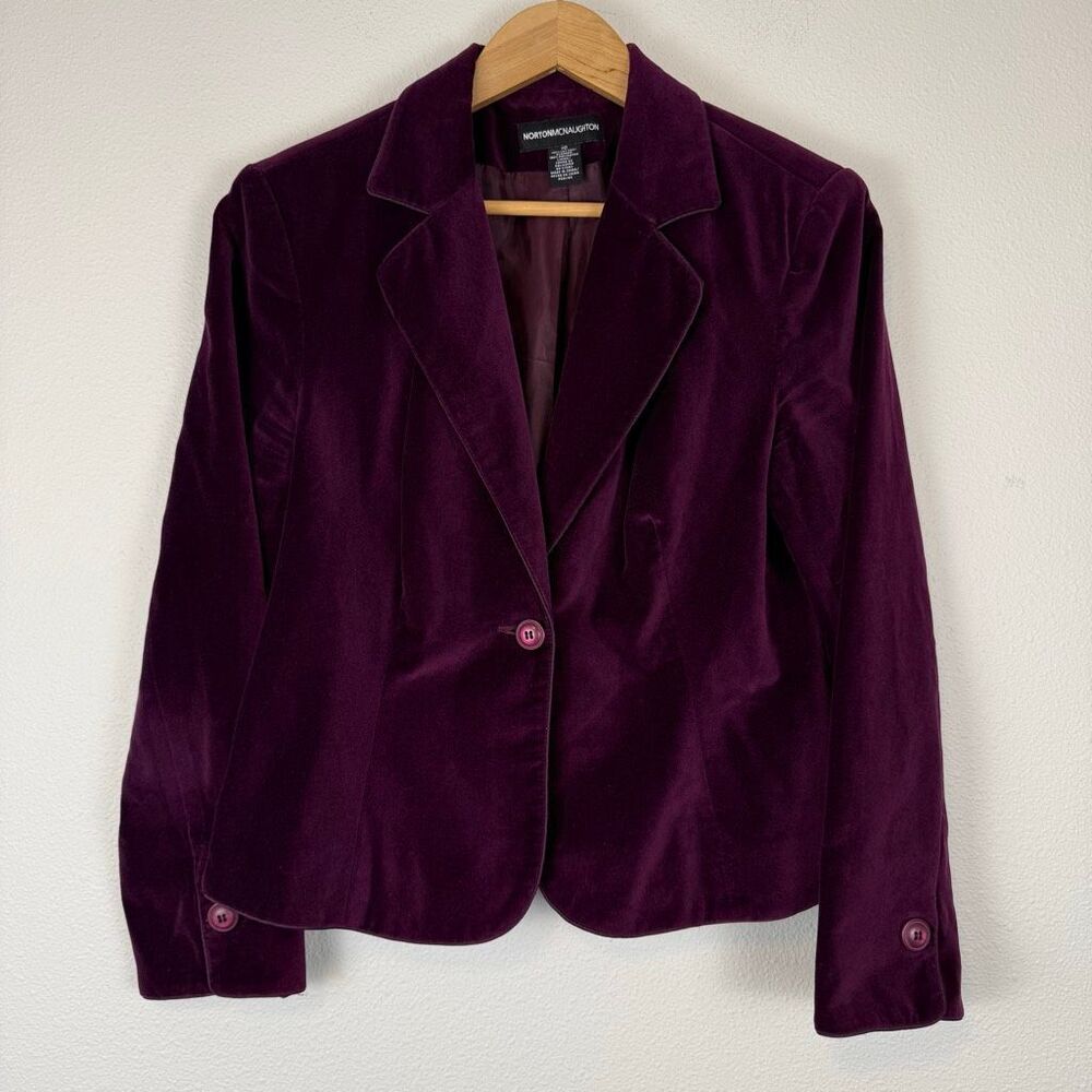 Vintage Velvet Plum Norton McNaughton Cotton Blazer Size‎ 10